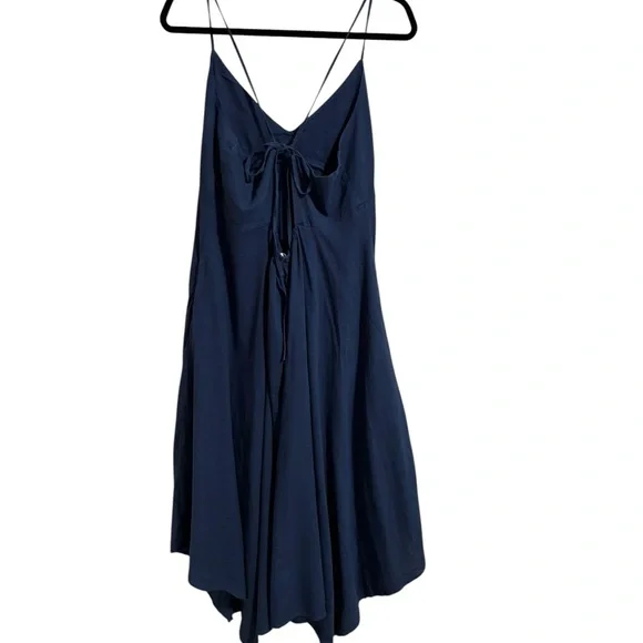 Joe Fresh Navy Linen Blend Maxi Dress with Cross-Strap and open Back - Picture 4 of 10